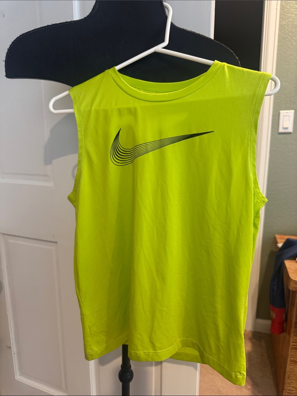 Nike Neon Yellow Sleeveless Training Tank with Black Swoosh